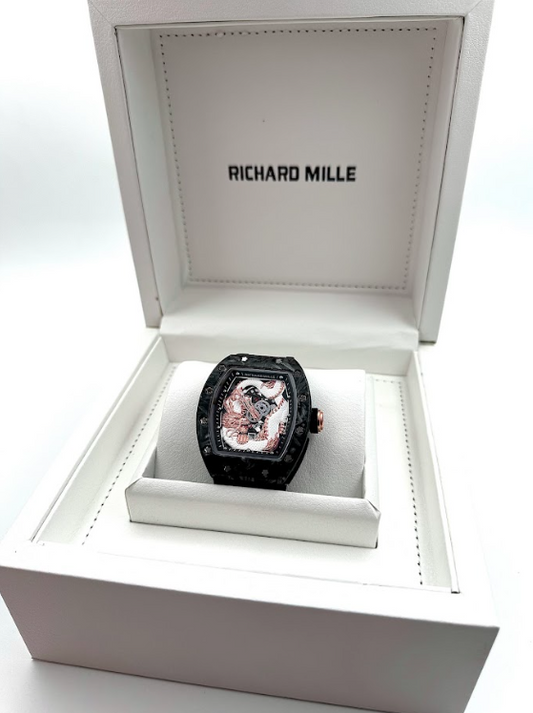 RELOJ RICHARD MILLE™ DRAGON ZAFIRO💎PULSO GRADUABLE, CALENDARIO Y CON CAJA OFICIAL (ENVIO GRATIS🚚)