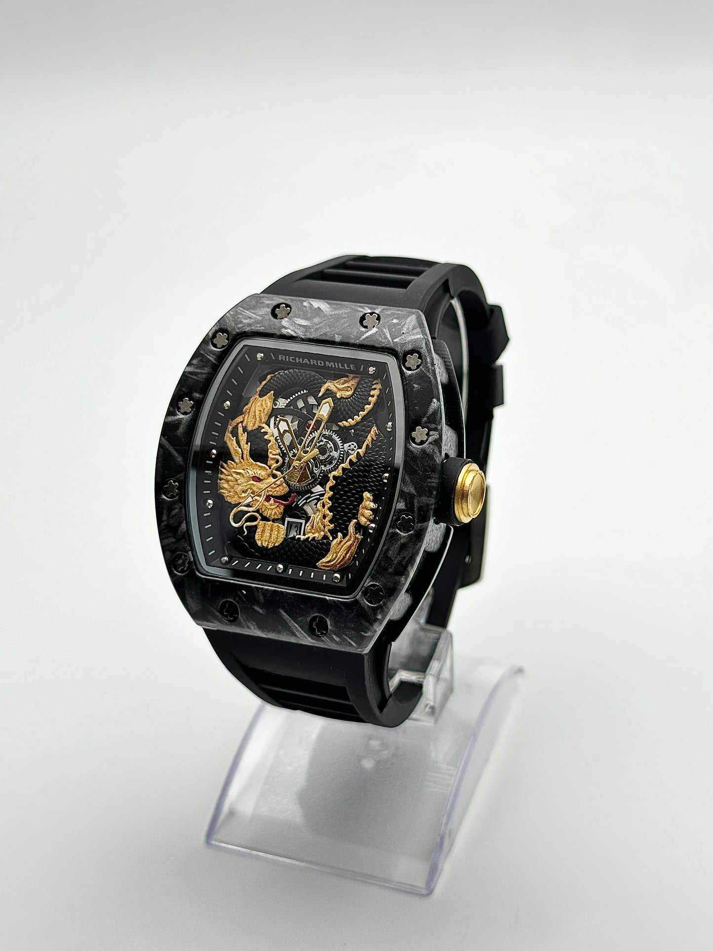 RELOJ RICHARD MILLE™ DRAGON ZAFIRO💎PULSO GRADUABLE, CALENDARIO Y CON CAJA OFICIAL (ENVIO GRATIS🚚)