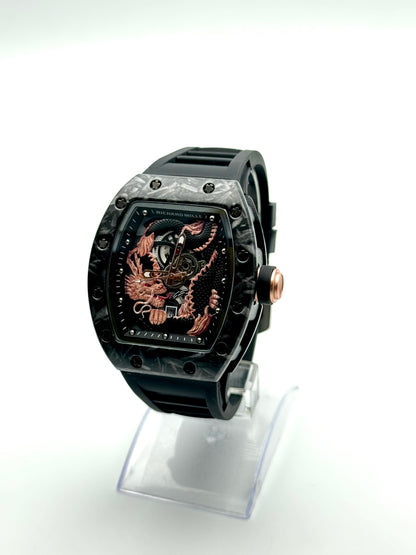 RELOJ RICHARD MILLE™ DRAGON ZAFIRO💎PULSO GRADUABLE, CALENDARIO Y CON CAJA OFICIAL (ENVIO GRATIS🚚)