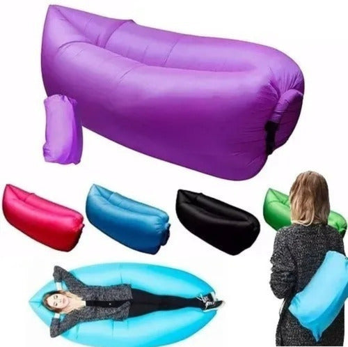 Colchoneta Mágica Inflable Tipo Puff Camping Playa